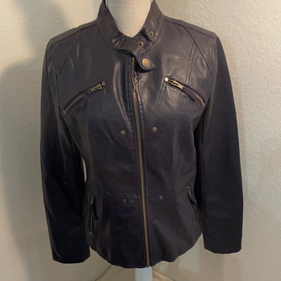 frida g Jackets & Blazers - Frida g Woman’s Size Medium Faux Leather Jacket in Deep Purple.